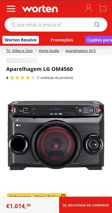 Coluna LG xboom om4560 potência 200 rws