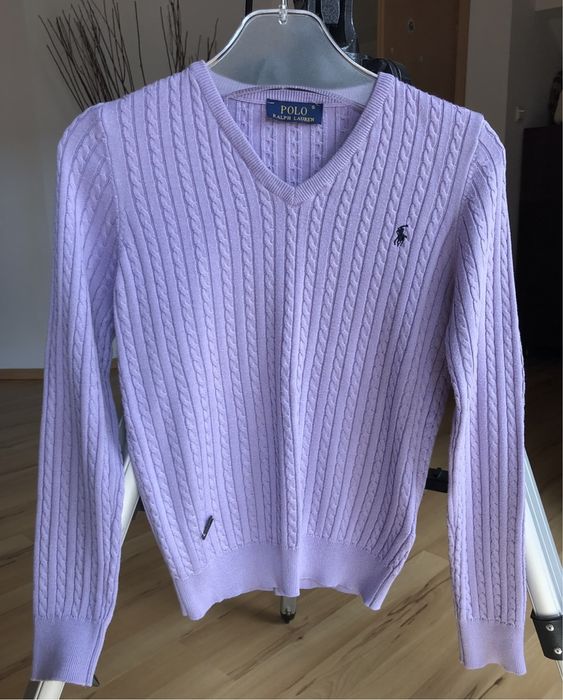 Sweter w serek dekolt V lila rozowy fiolet S 36 Polo Ralph Lauren