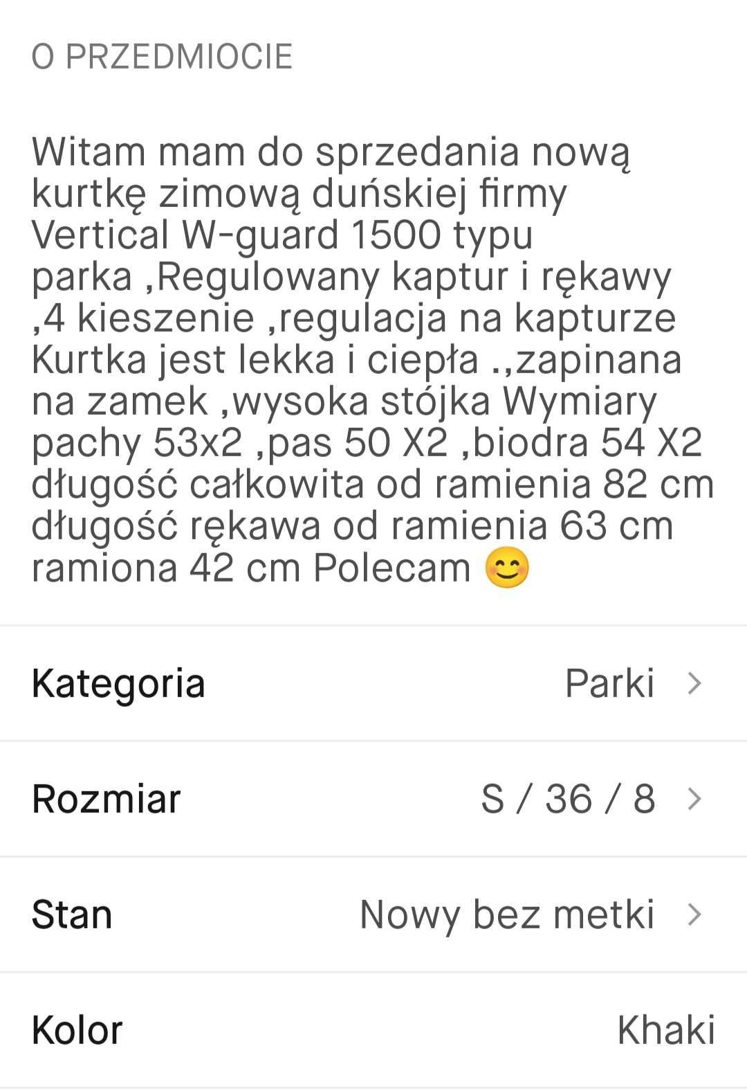 Kurtka zimowa duńskiej firmy Vertical W-guard 1500 Nowa