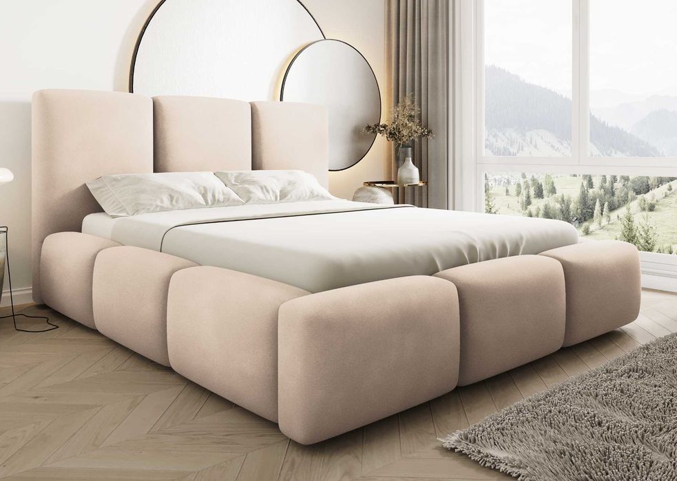 Nowoczesne Łóżko Tapicerowane Bubble Miękkie Zagłowie Producent