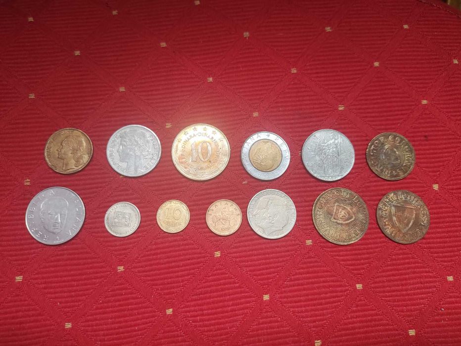 Stare Monety Frank Francuski Frank Lir Centym Kopiejka Korona Stotinka