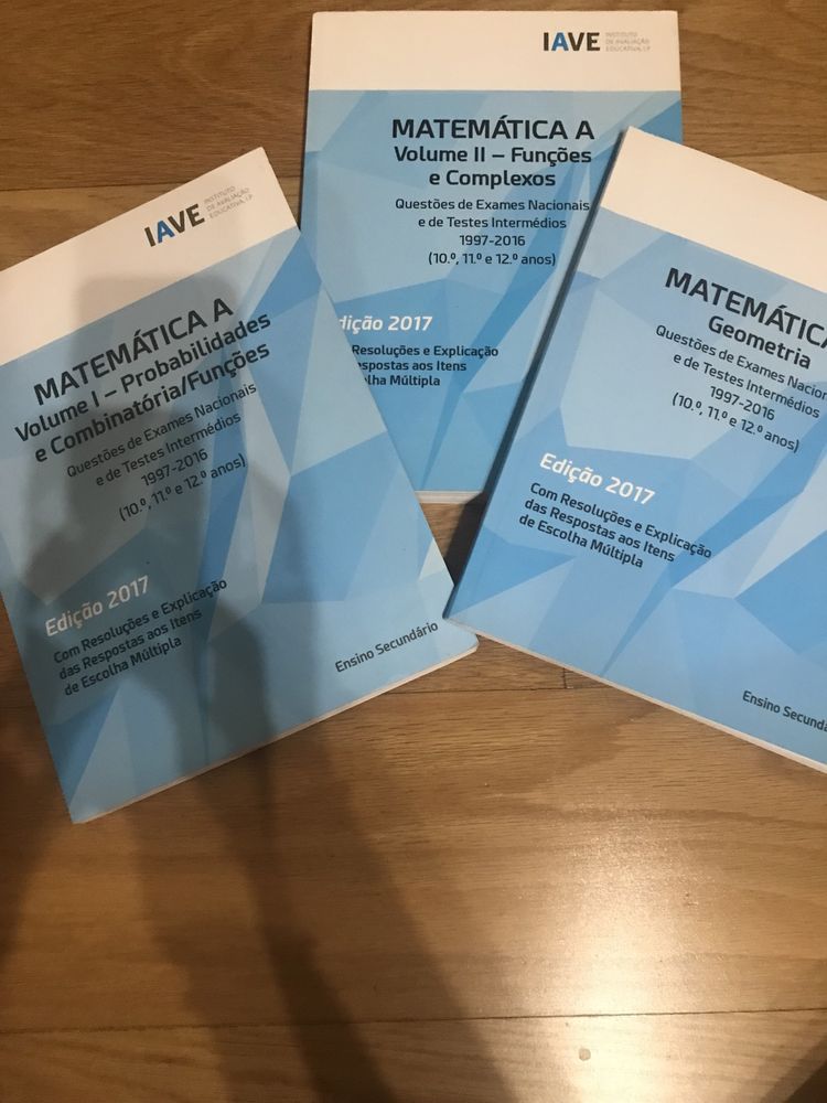 Livros Exercícios IAVE, Matemática A, 10.º 11.º 12.º (3 Volumes)