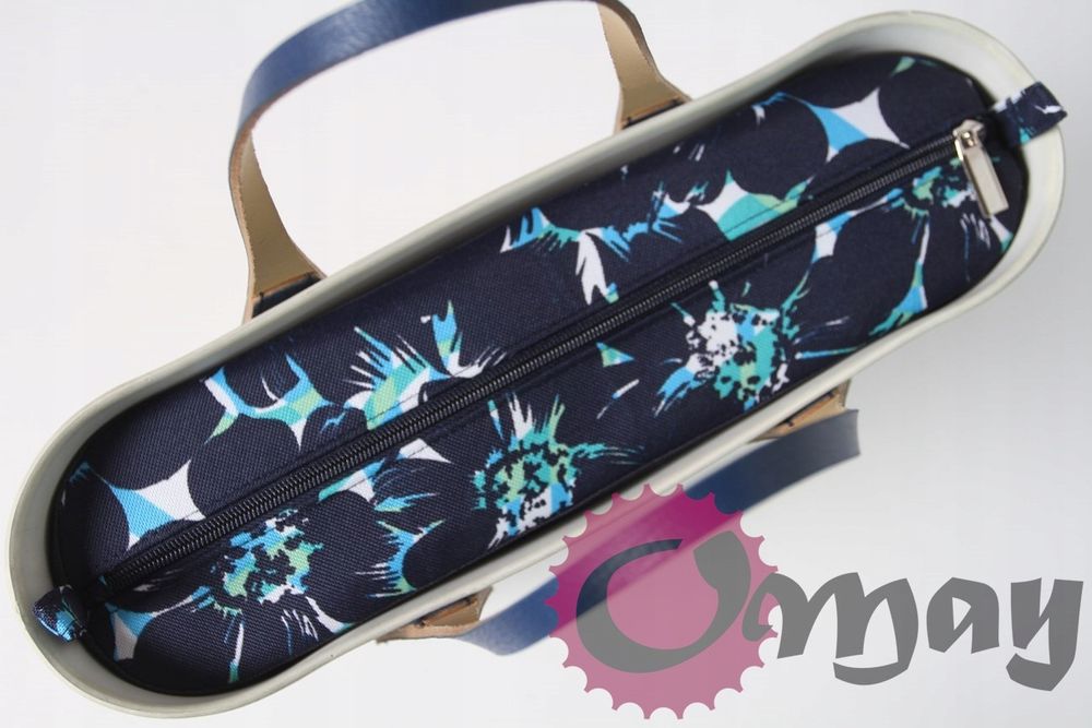 Granatowy organizer OBAG MINI kwiaty turkus wkład 2 kieszenie OMAY