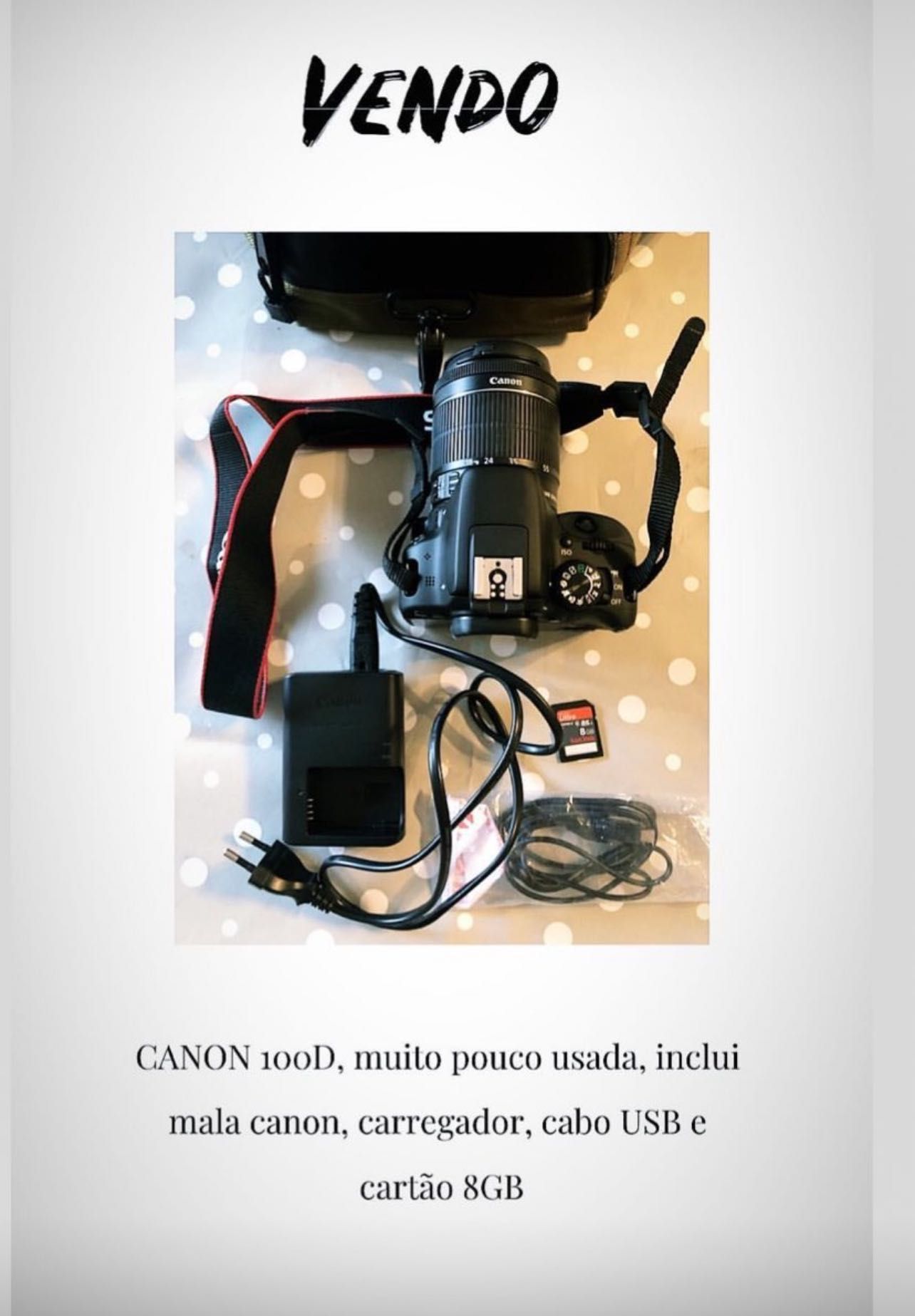 Máquina fotográfica Canon 100D, como nova