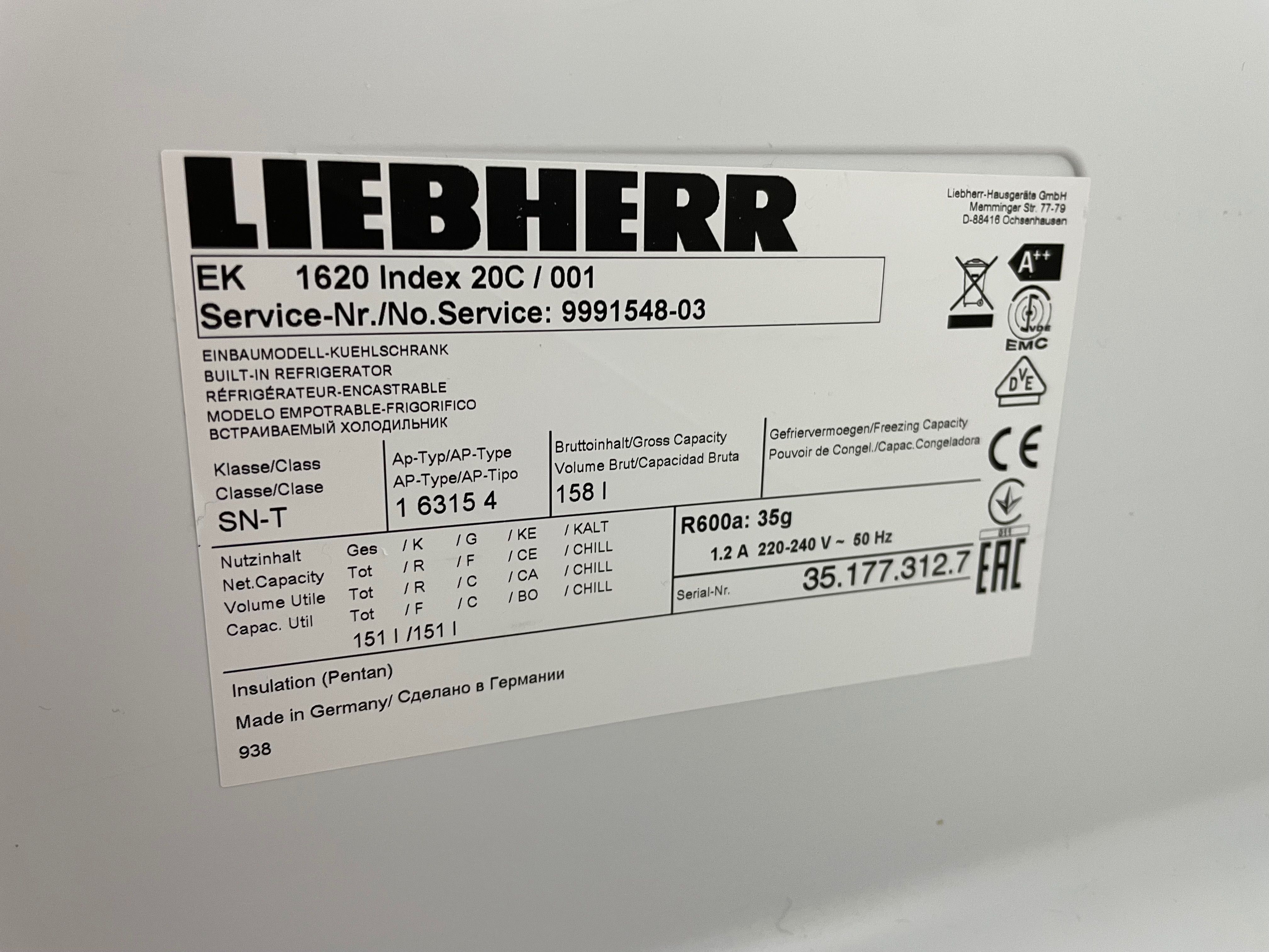 lodówka pod zabudowę Liebherr IK 1620
