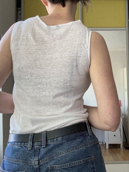 Top damski 36 bialy Massimo Dutti len bezrekawnik #massimodutti