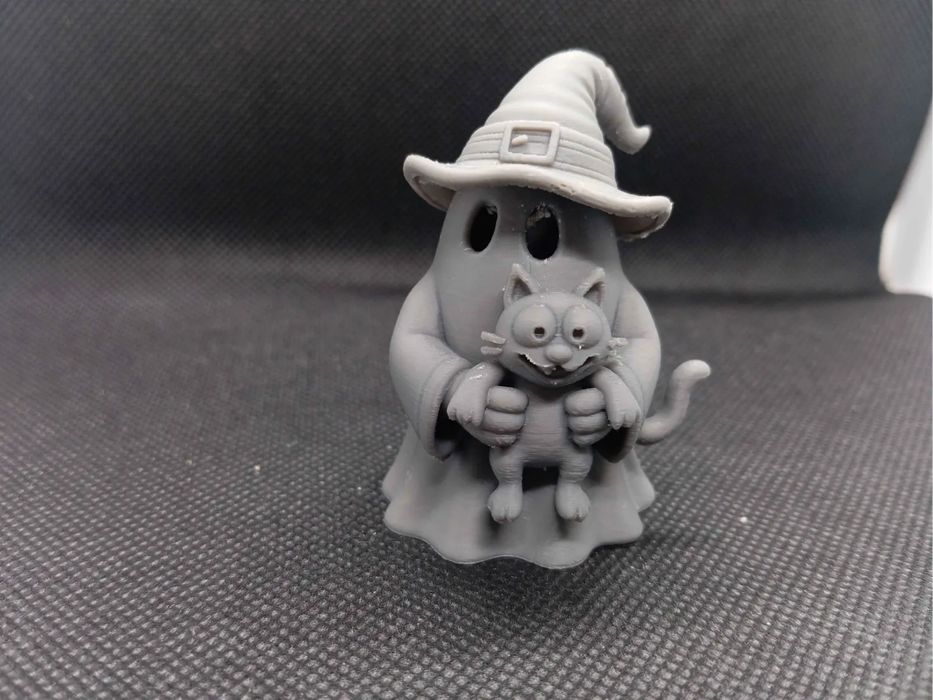 Figura Decorativa Fantasma a Segurar Gato para Halloween