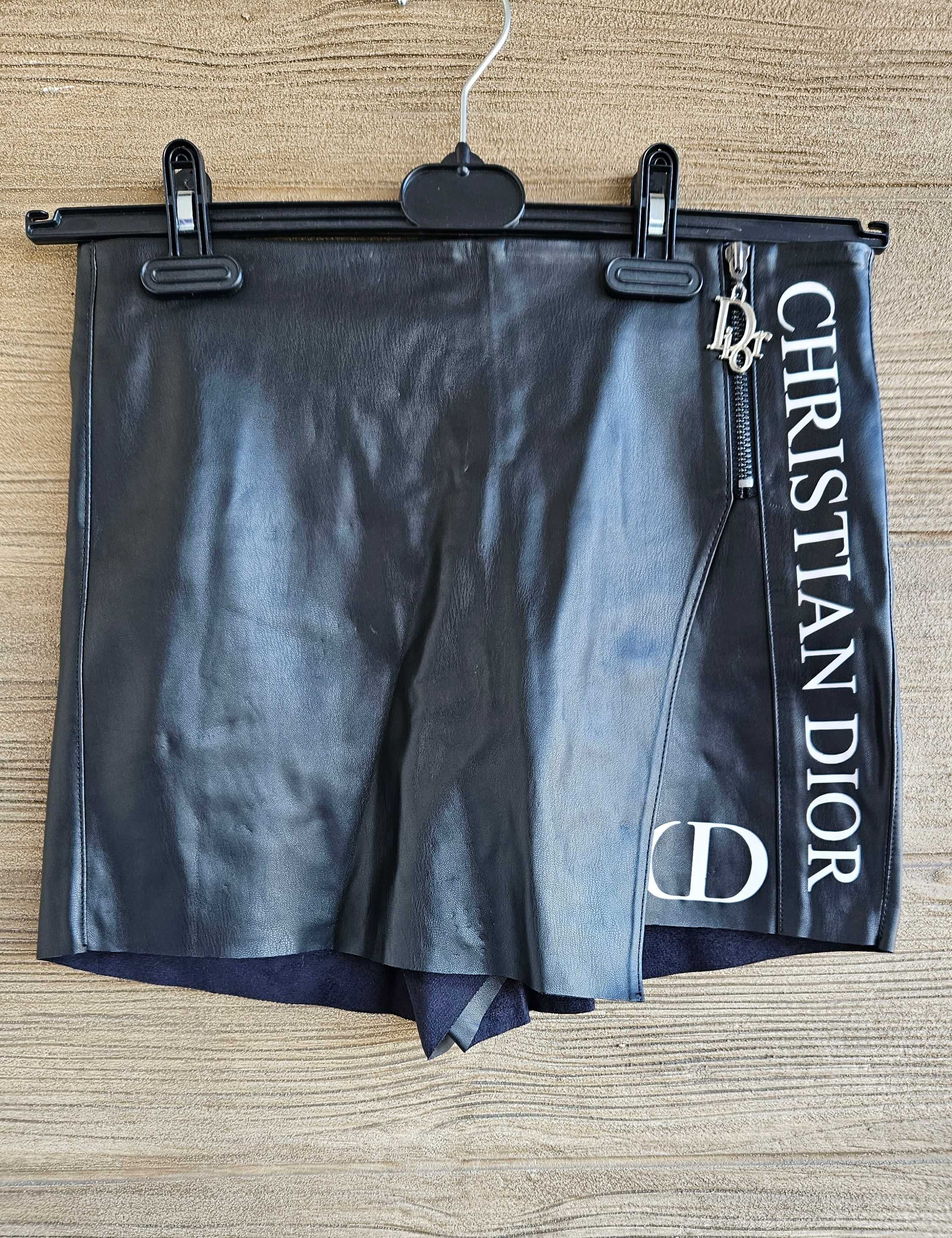 Spodenki krótkie szorty damskie skórzane zamki Christian Dior S 36