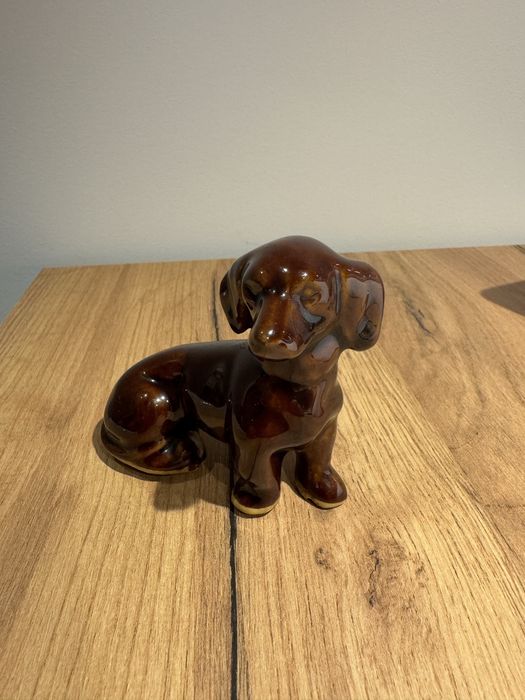 Figurka pies jamnik ceramika  PRL