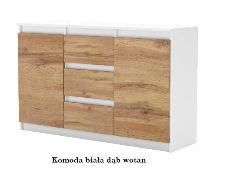 Komoda biała/dąb wotan  antracyt /dąb wotan dąb sonoma biała