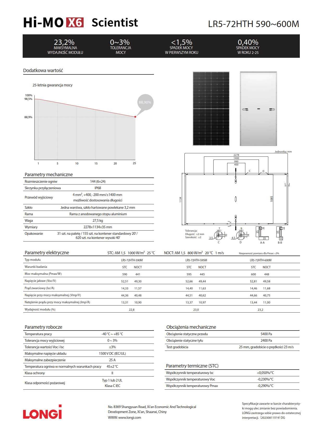Panel 590W fotowoltaiczny Longi wysyłka za pobraniem