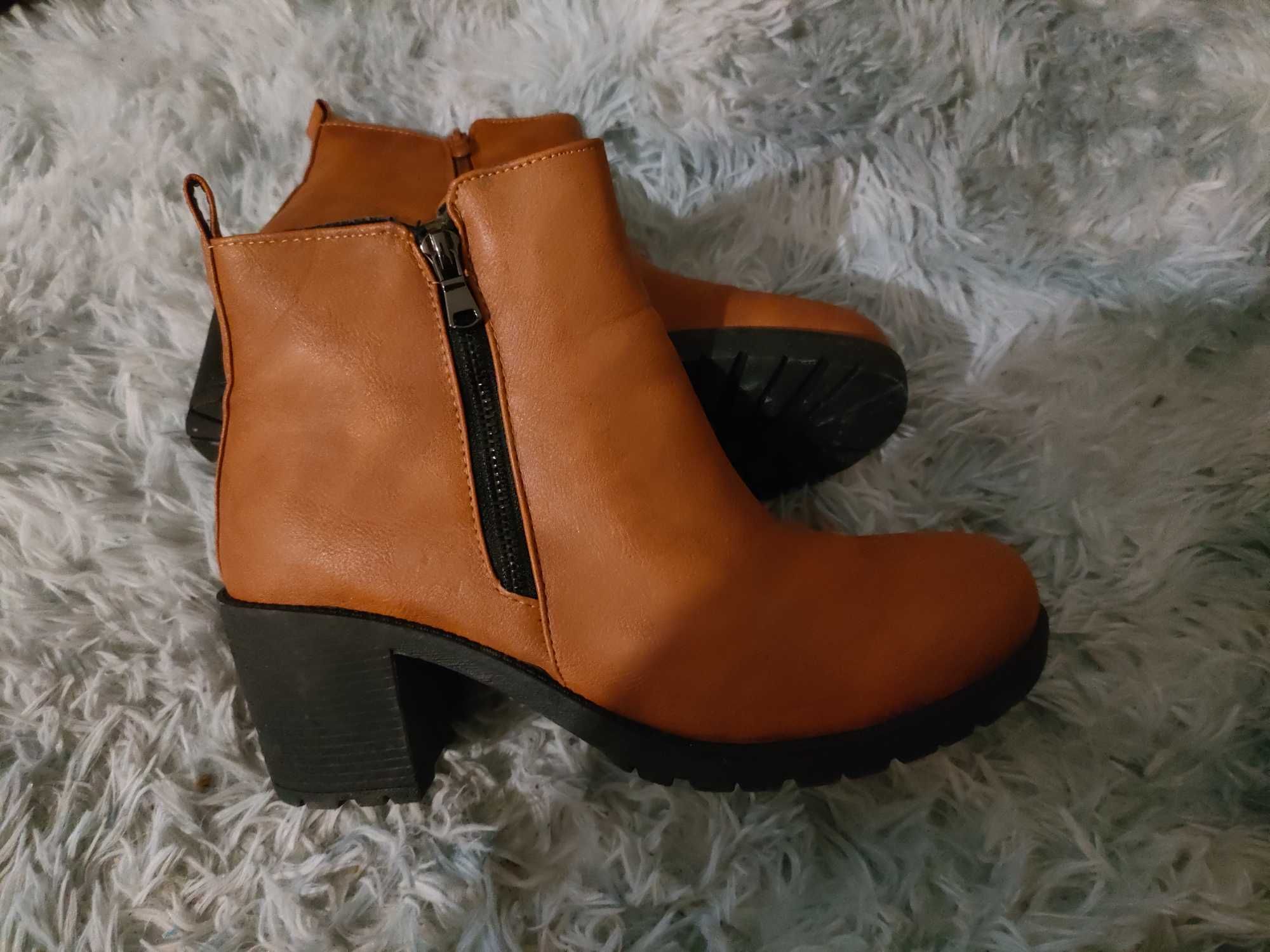 Buty botki kozaki camel brąz 41