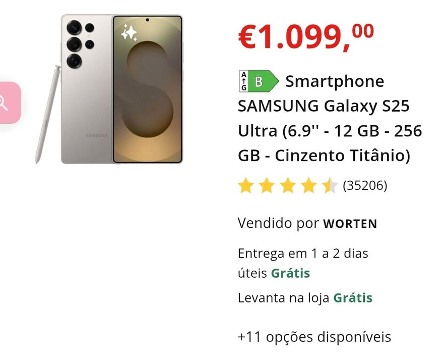 Samsung Galaxy S25 Ultra 6.9 256Gb Preto Titânio