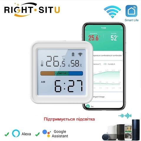 Датчик температуры с экраном WiFi Tuya, Smart Live