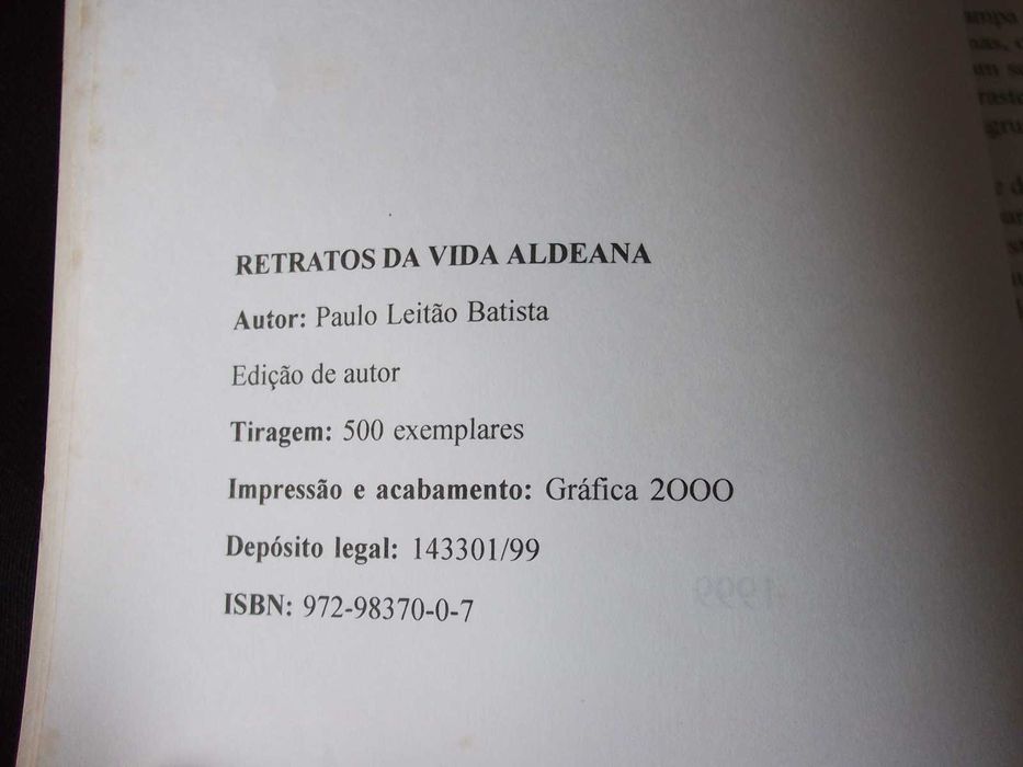 Livro Retratos da vida aldeana Paulo Leitão Batista