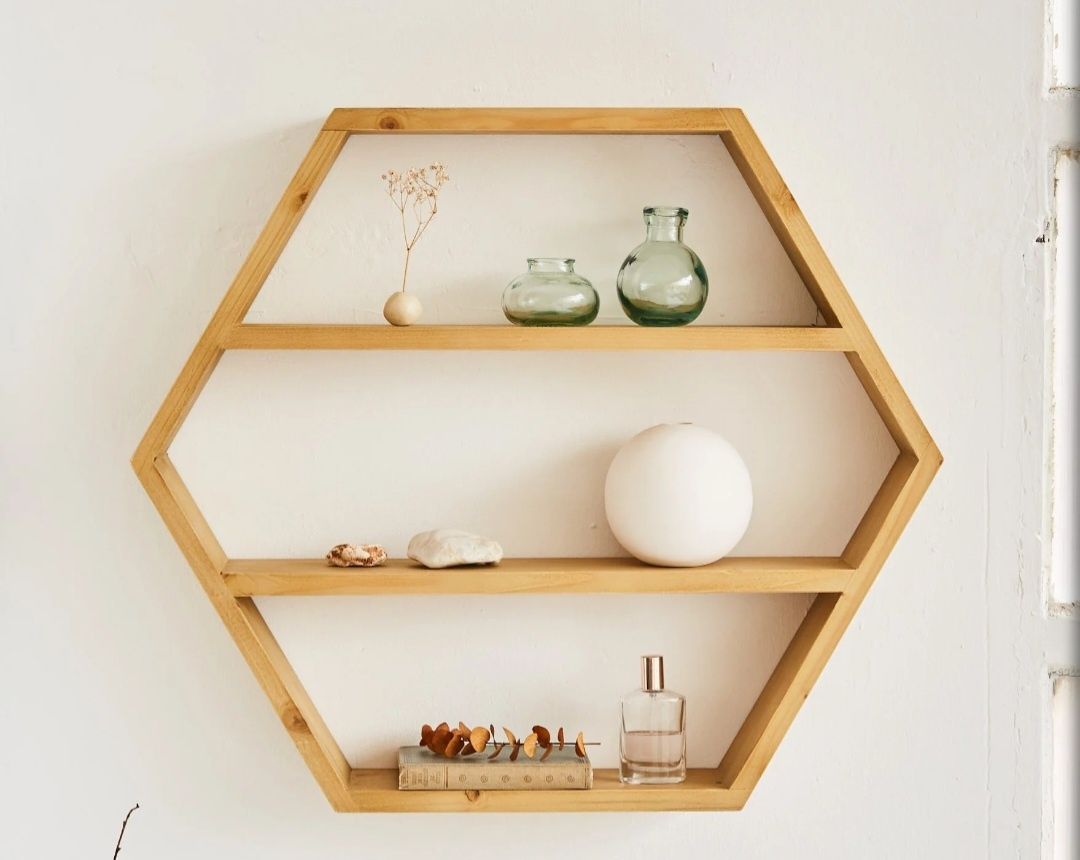 Conjunto prateleiras hexágono e triangulo