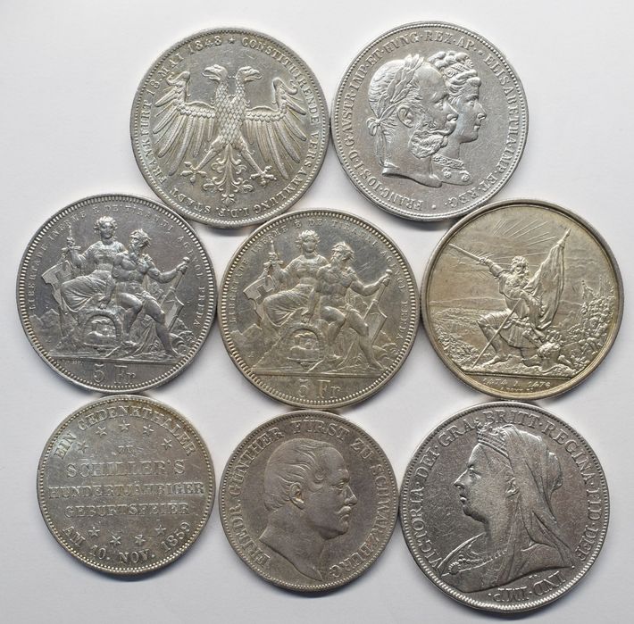 Талера, 5 франків, 2 гульдена, крона в гарному стані