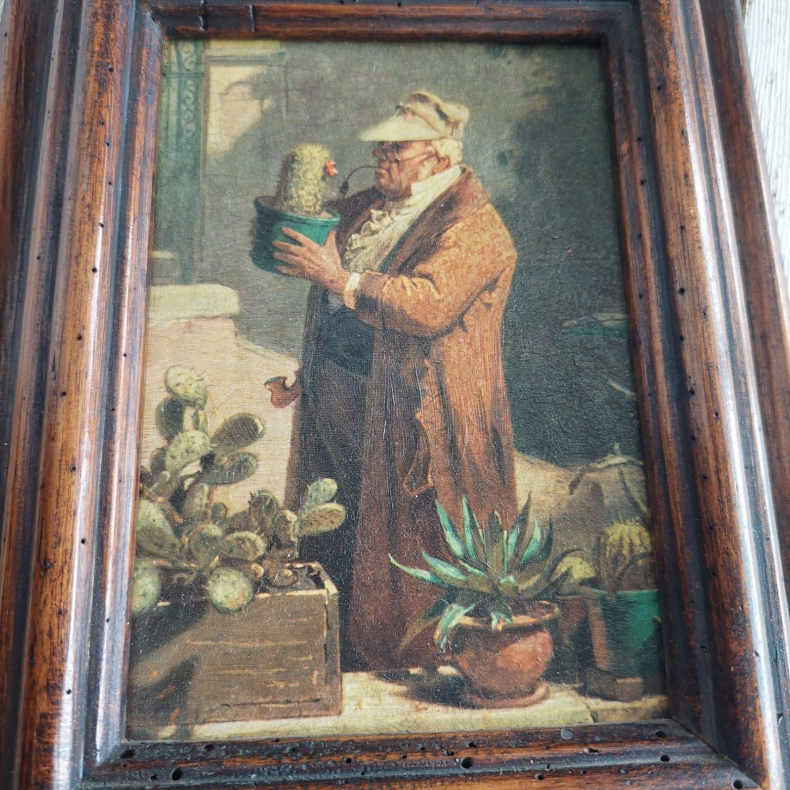 Obrazek kolekcjonerski C. Spitzweg. W efektownej drewnianej ramce.