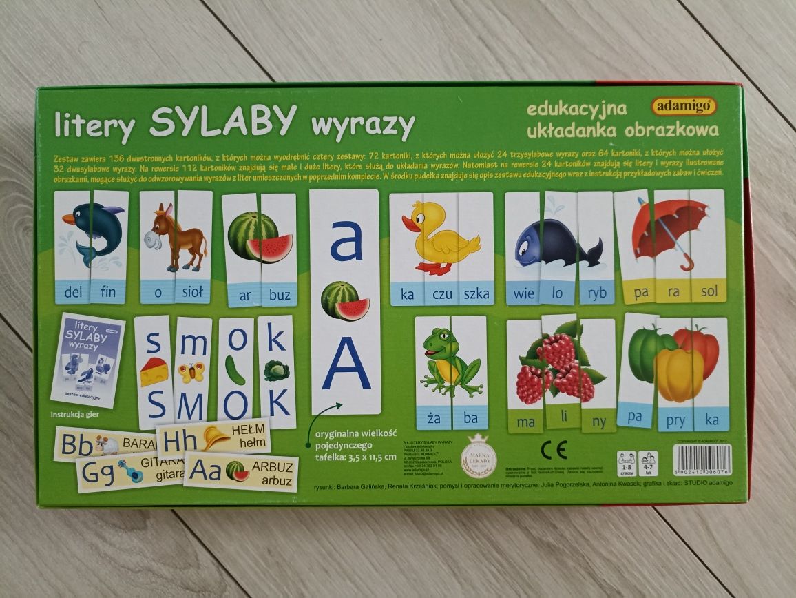 Nowa edukacyjna układanka obrazkowa Adamigo. Litery, sylaby, wyrazy.