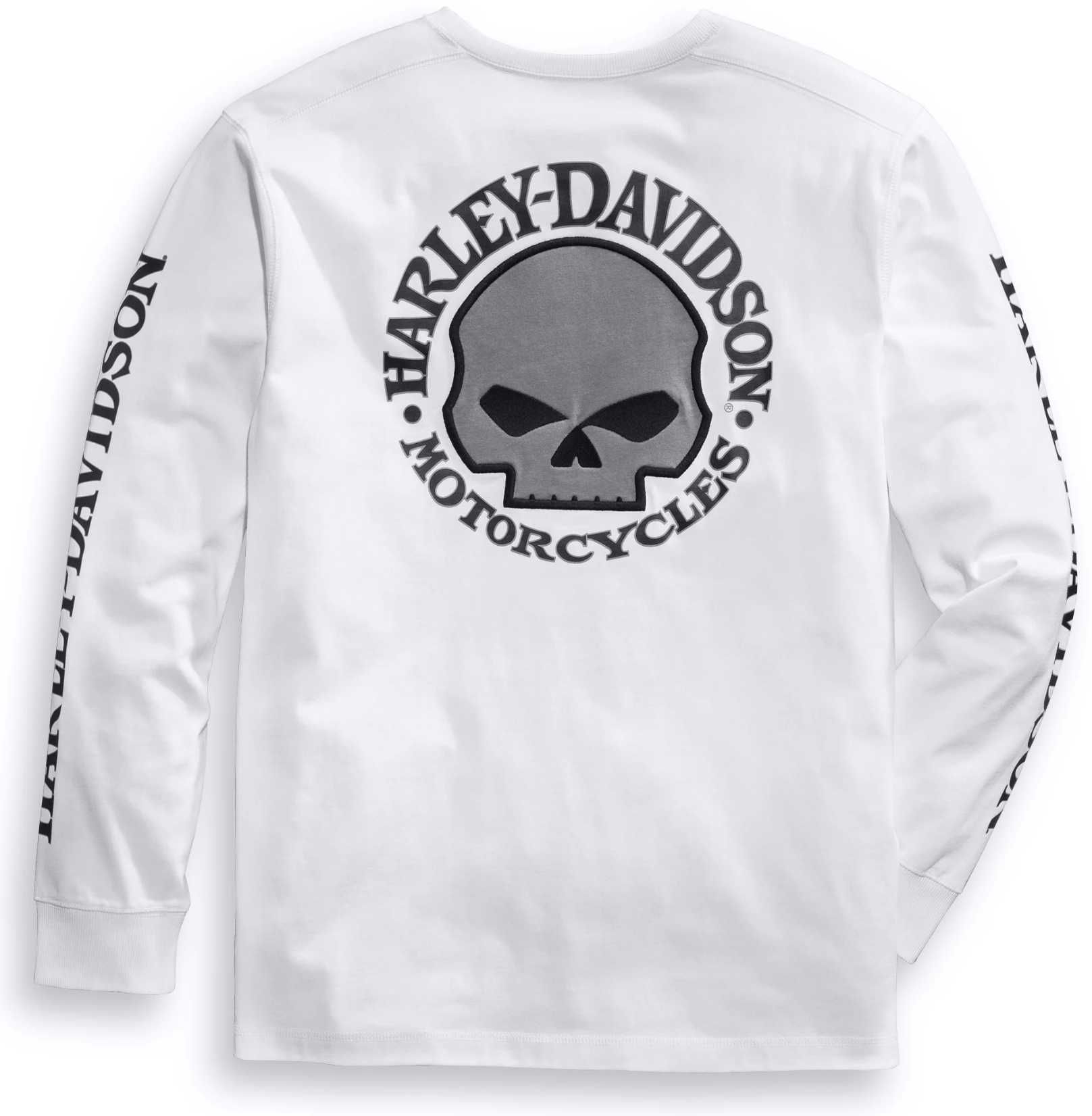 Męska bluza z długim rękawem Willie G Skull – biała Harley Davidson