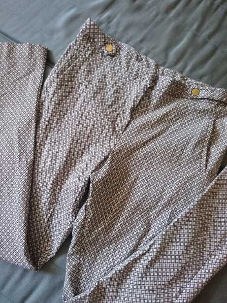 Damskie spodnie cygaretki, złote guziki, mozaiką, r 14