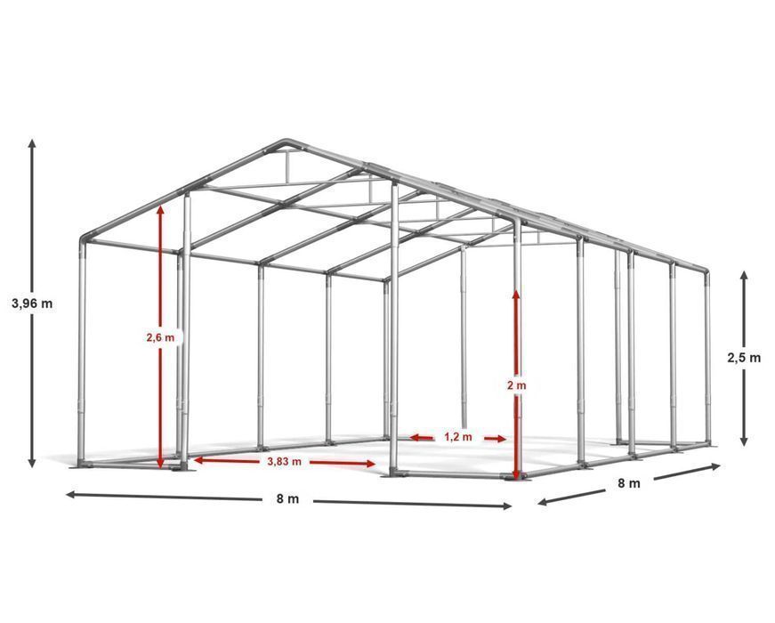 Namiot Magazynowy Garaż hala budowlana mocna 8x8x2,5m NOWY całoroczny