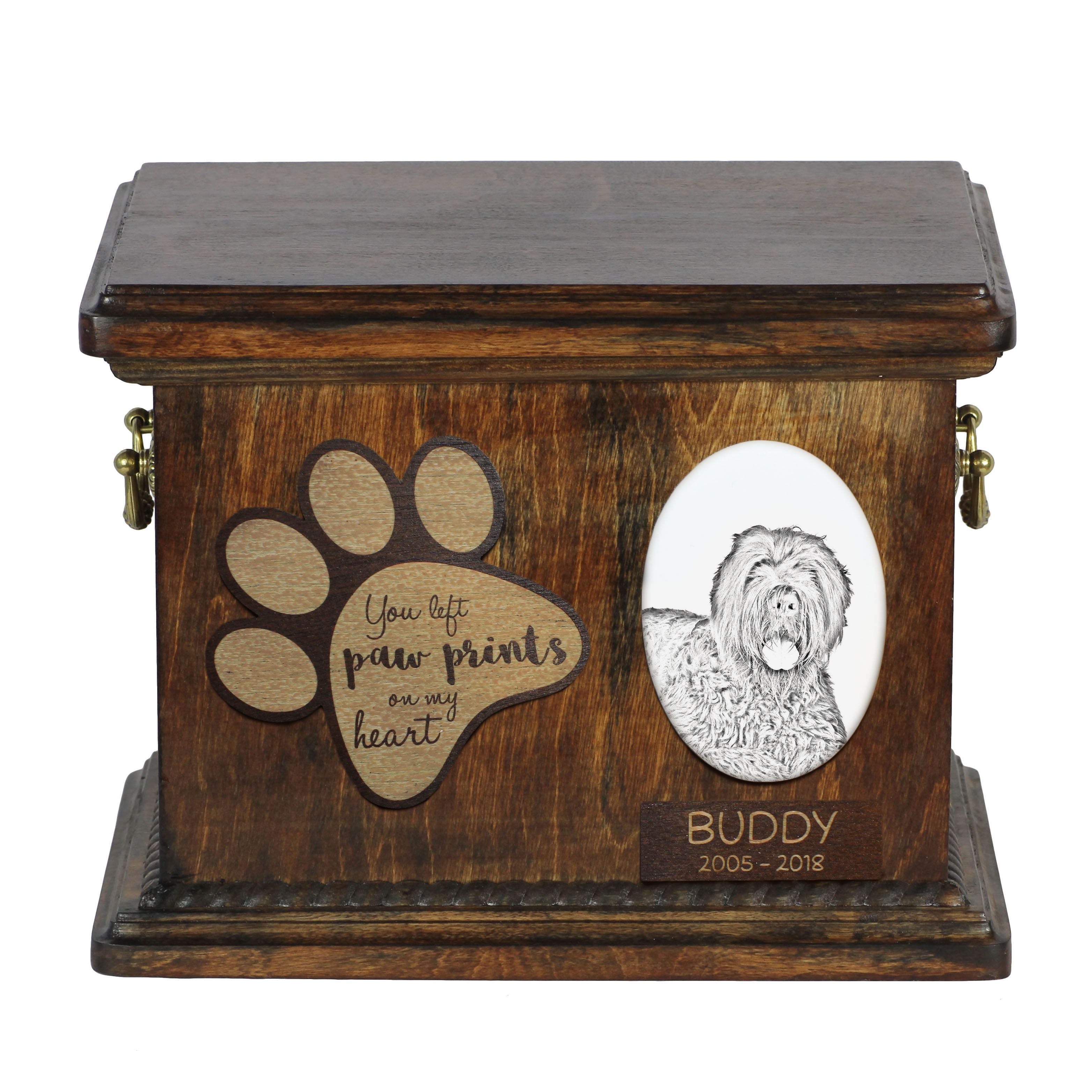 Czarny terier rosyjski urna z płytką ceramiczną Art-Dog