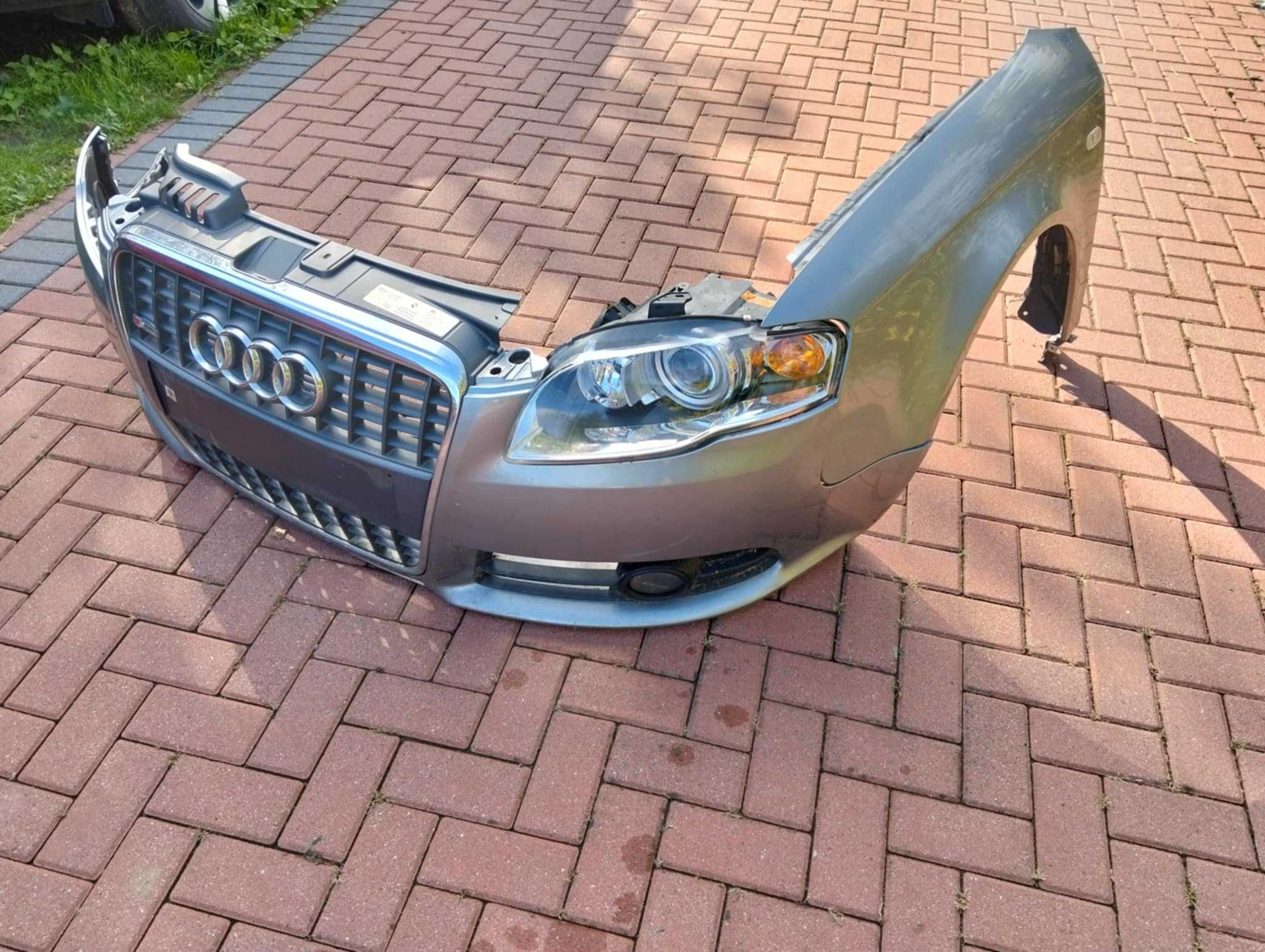 Audi A4 B7 LY7G reflektor xenon błotnik prawy przód maska zderzak pdc
