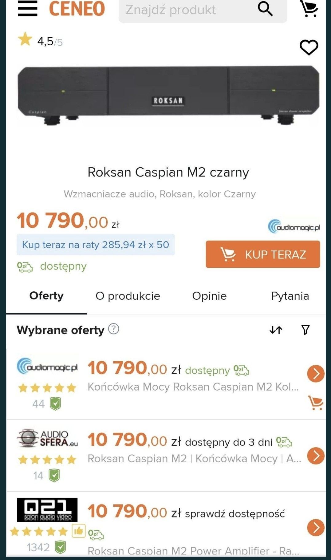 Roksan Caspian M2 Końcówka Mocy (RRP 10790) / Fabrycznie Nowy