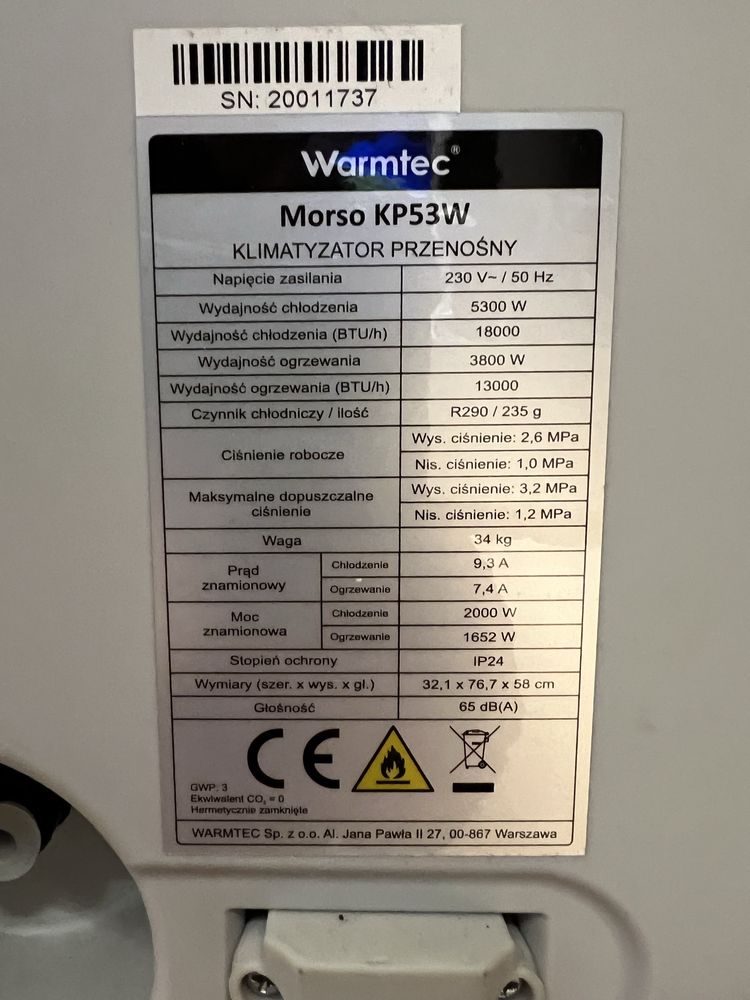 Klimatyzator Warmtec Morso KP53W