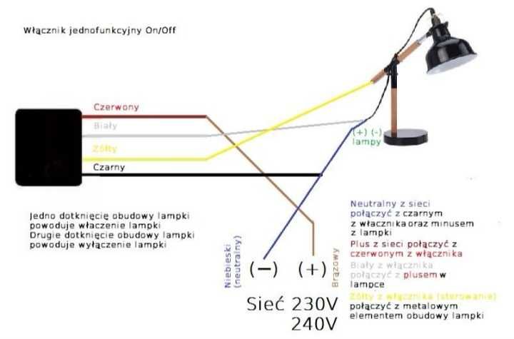 Włącznik dotykowy 230V On/Off ściemnianiacz do lampek lamp DIY Majster