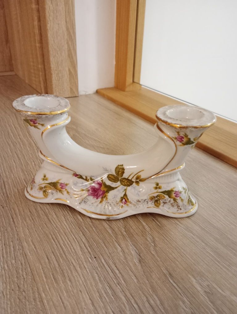 Stary świecznik porcelanowy Chodzież