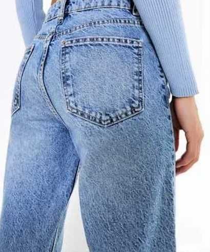 Zara spodnie mom jeans  niebieskie wysoki stan jak nowe 32 xxs