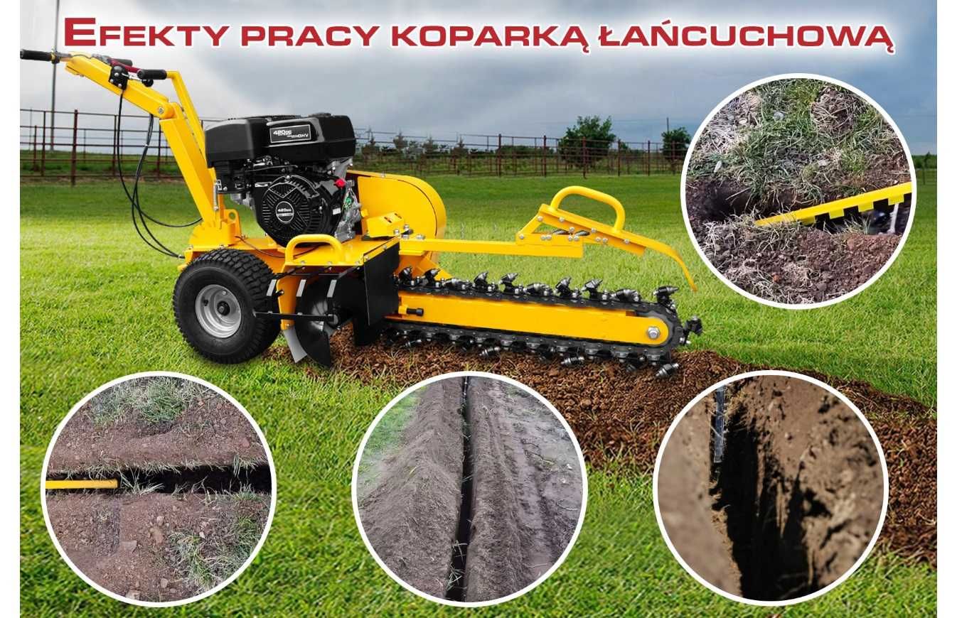 KOPARKA ŁAŃCUCHOWA do wykopu rowów pod kable rury 15KM WYKOP 100X600MM