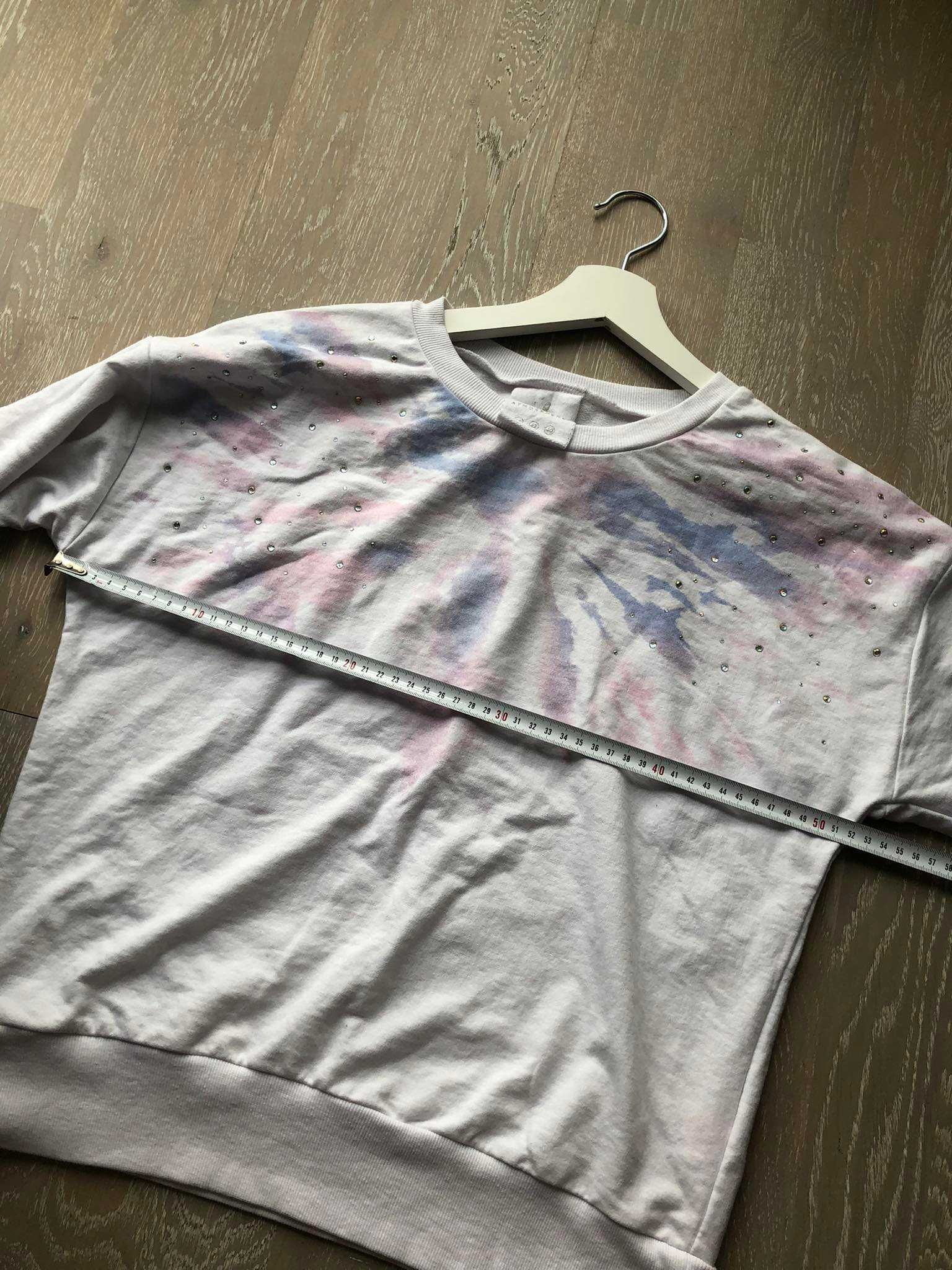 Atmosphere primark biała bluza z kryształkami galaxy oversize