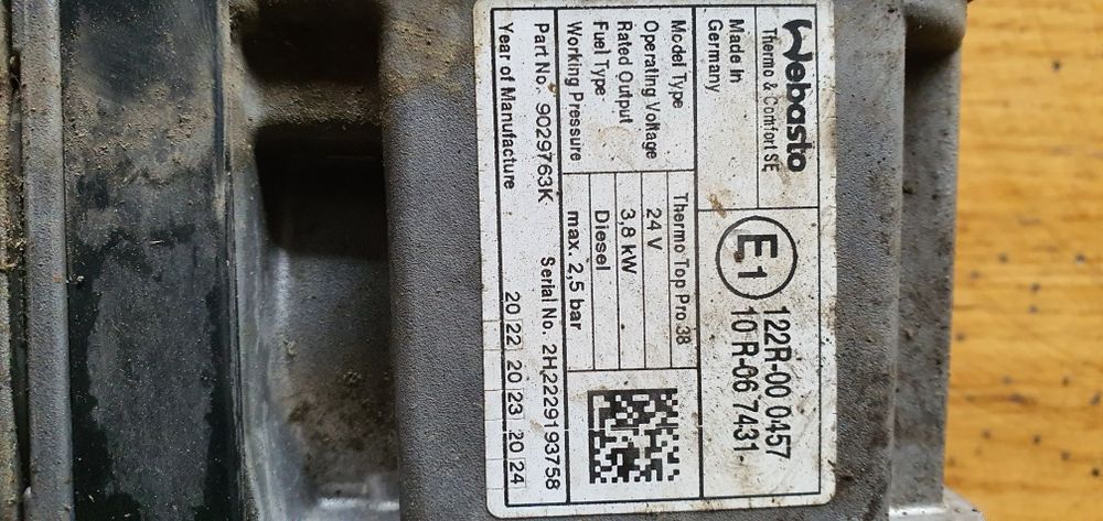 Webasto thermo pro 38 24v 3,8k