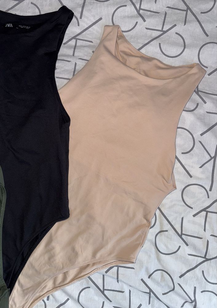 Боді жіночий Zara зелений , бежевий