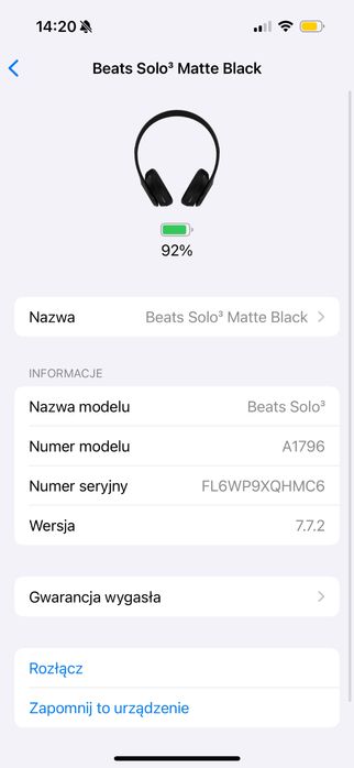 Beats Solo 3 Wireless Matte Black Słuchawki Bezprzewodowe Czarne