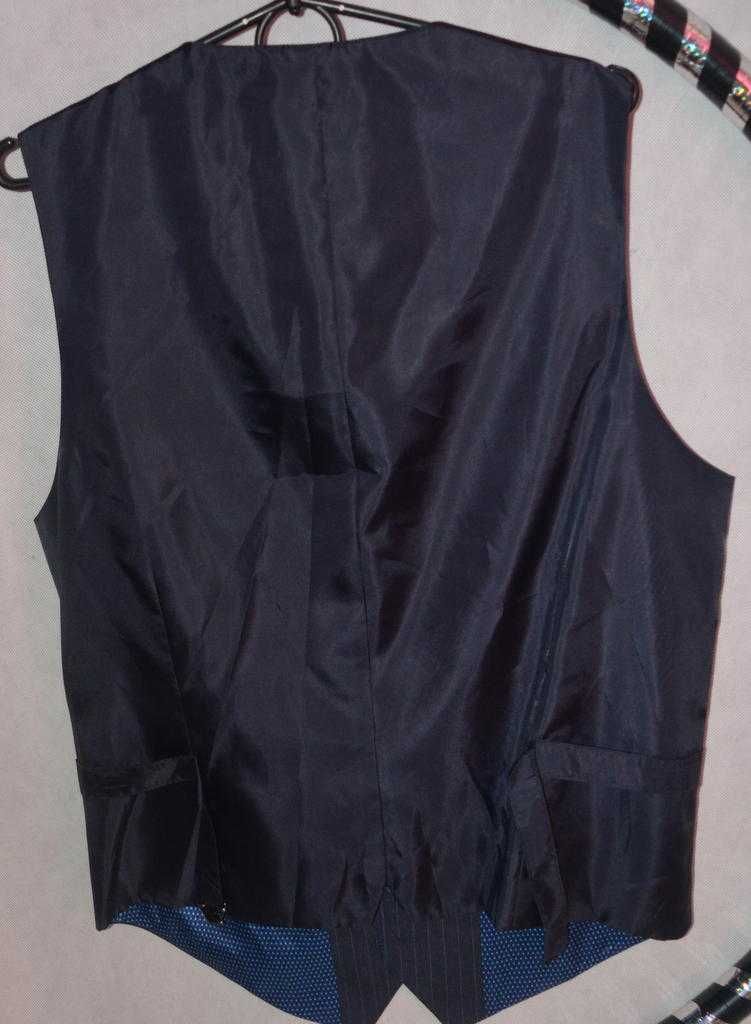Elegancka granatowa kamizelka garniturowa w paski Burton Slim M