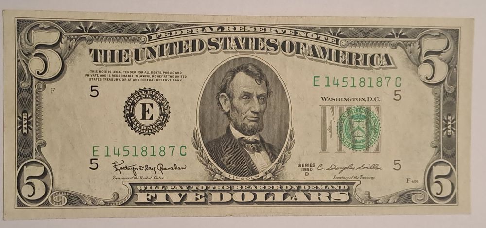 5dolarów USA z 1950r.D