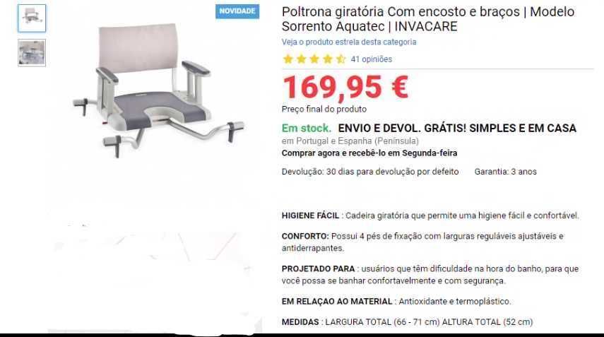 AQUATEC - Poltrona giratória Com encosto e braços