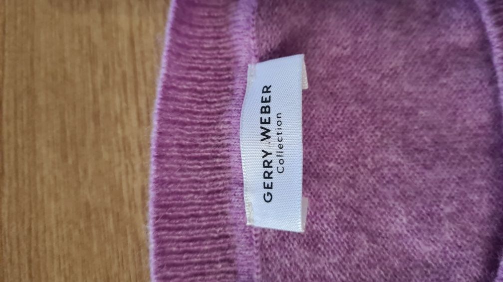 Sweter liliowy Fioletowy Wrzosowy 100% Kaszmir. Rozmiar L 40