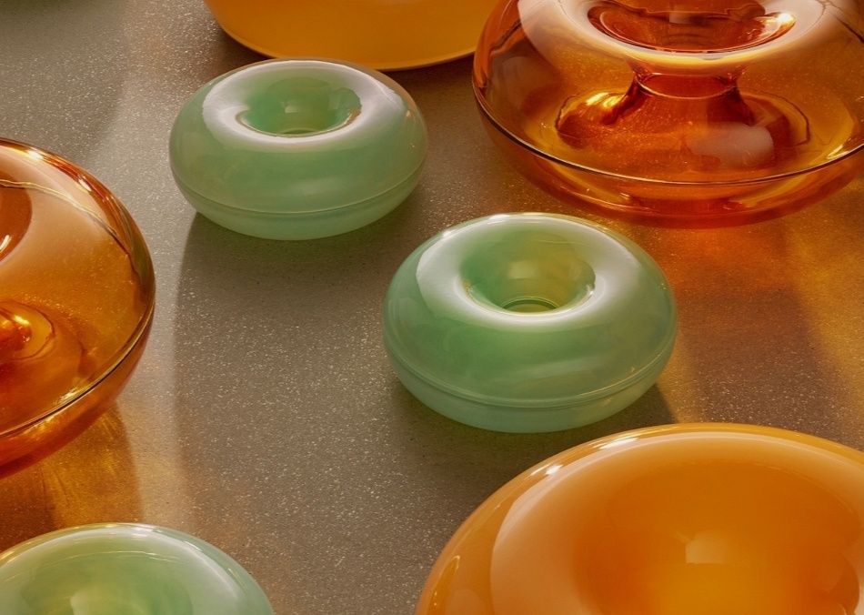VARMBLIXT Ikea misa z pokrywą szkło kolor zielony, Sabine Marcelis