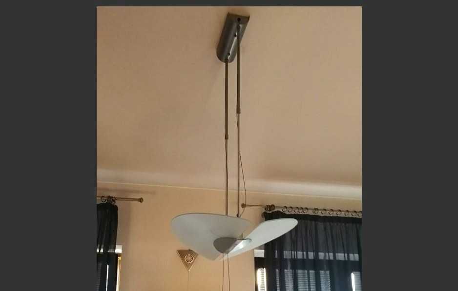 Włoska lampa wisząca,sufitowa,żyrandol, metal,szkło,regulacja jasności