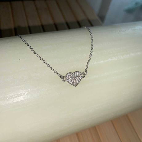 Silver choker necklace heart Colar gargantilha de prata coração
