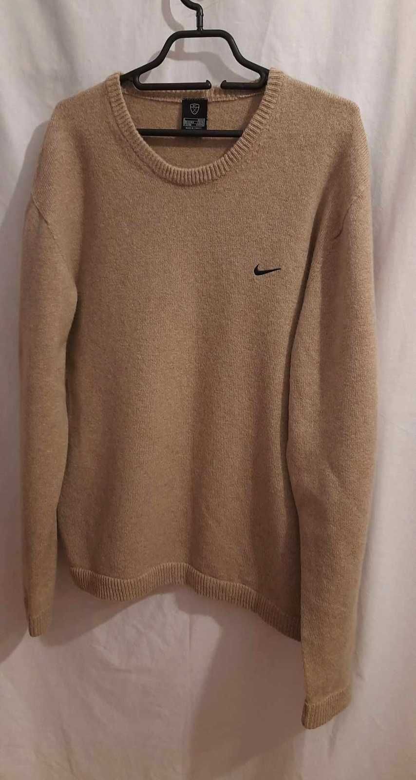 Bluza sweter Nike L męski wełna woolmark karmelowy