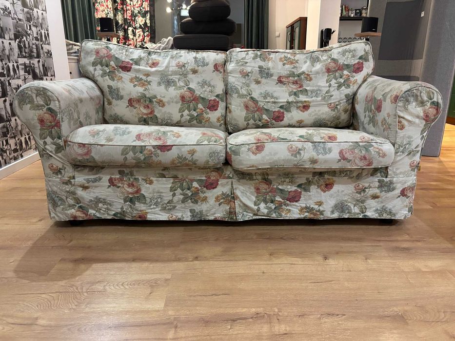 Sofa rozkładana styl IKEA EKTORP poduchy pierze materac nowy mechanizm