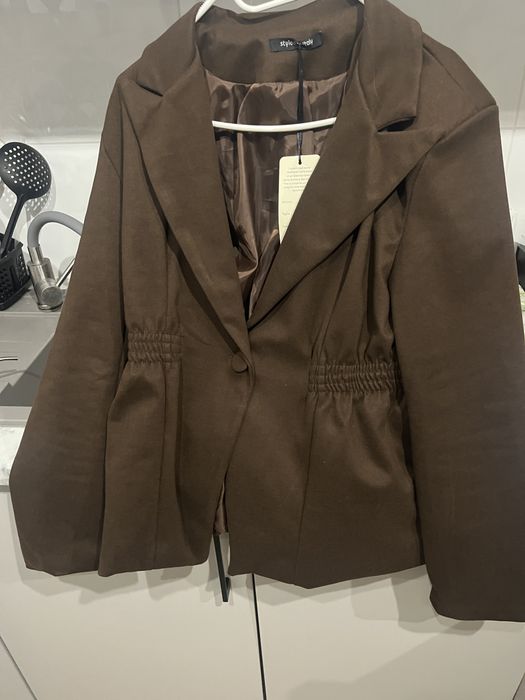 Brazowa czekoladowa marynarka