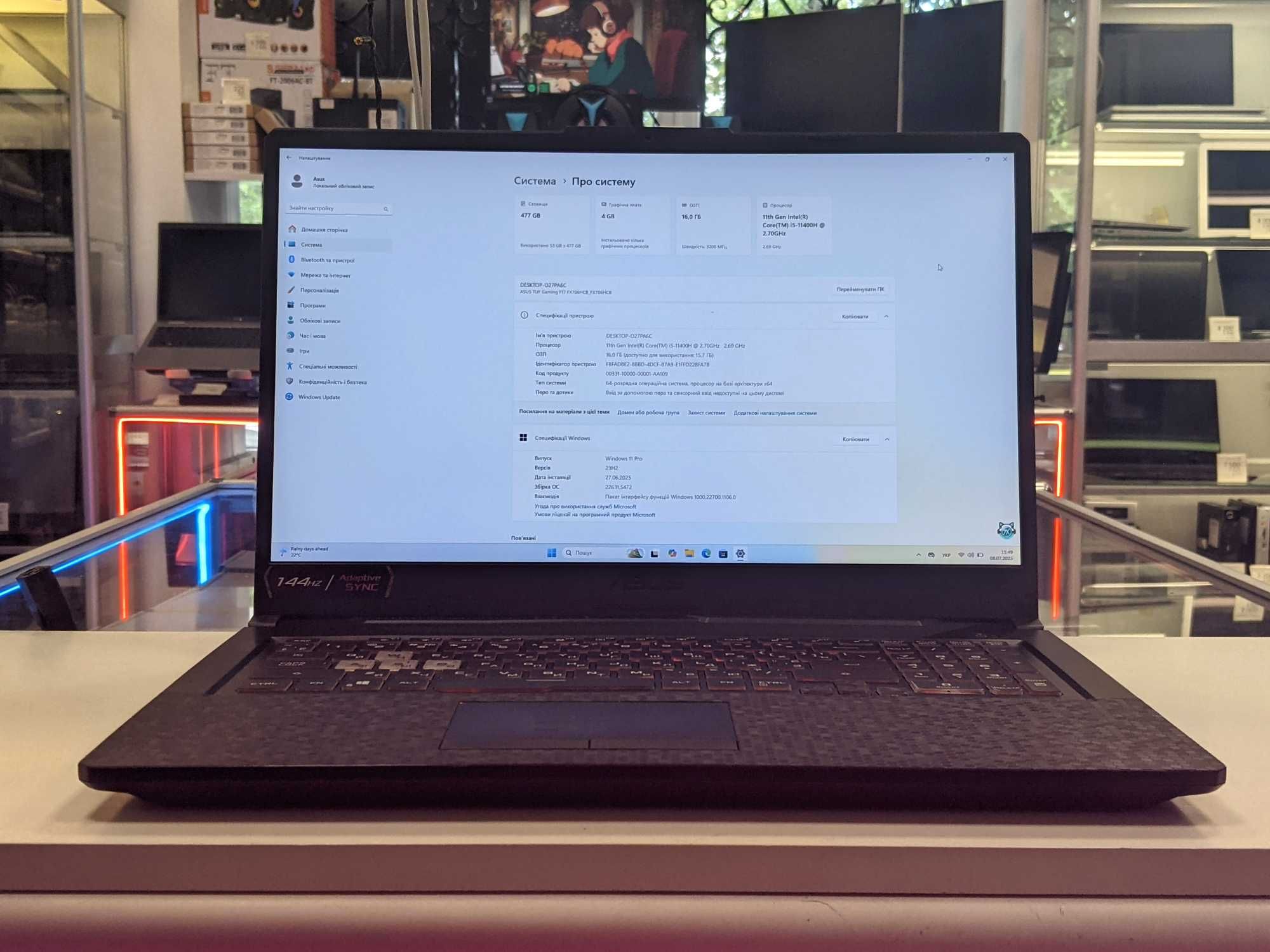 Asus TUF Gaming FX706 17.3" IPS/i5-11400H/RTX 3050 4GB/16GB/SSD 512GB