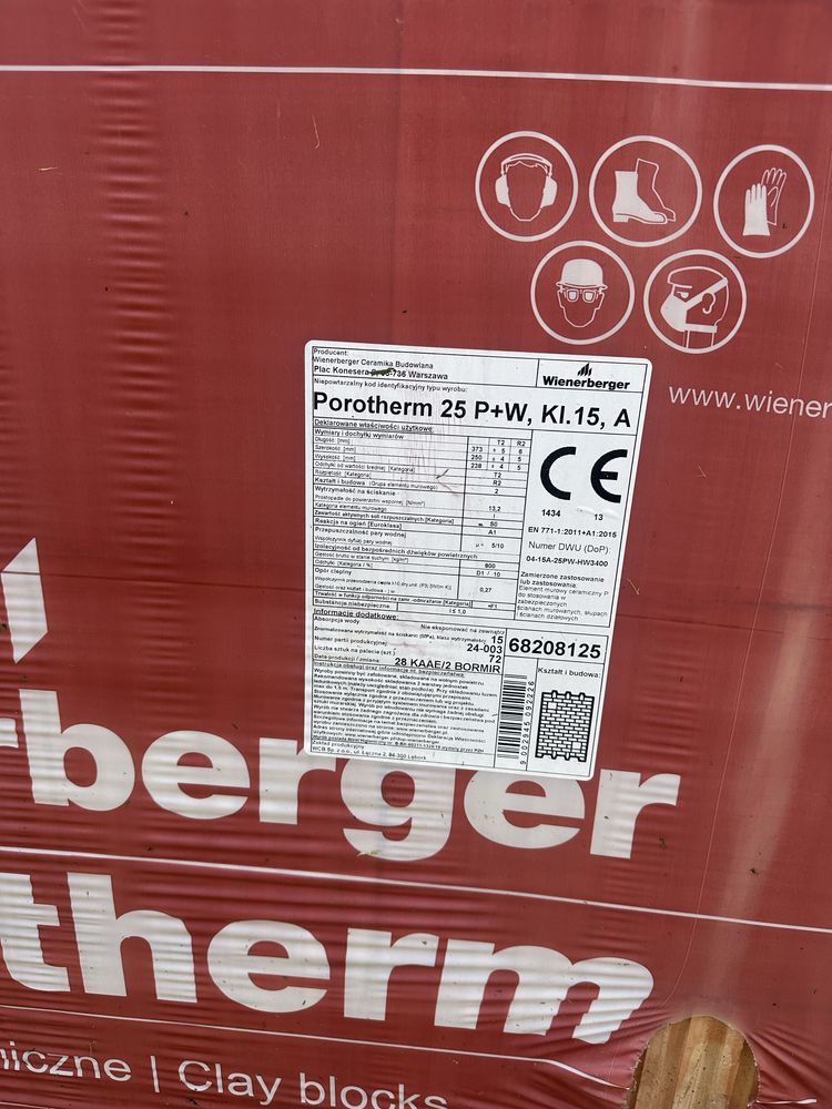 Cegła porotherm 25P+W 2 palety